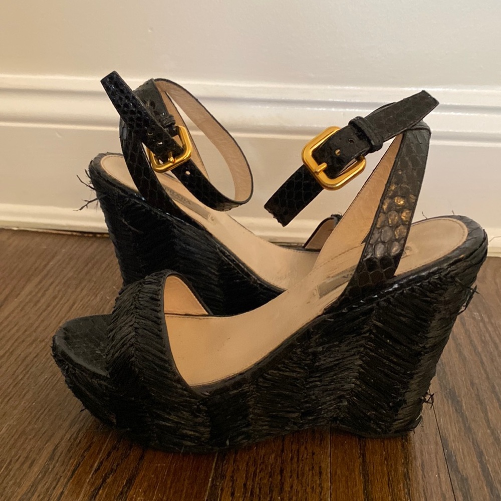Prada black wedge heel platform around 100ml